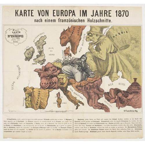 Old map image download for Karte von Europa im Jahre 1870 nach einem französischen Holzschnitte.
