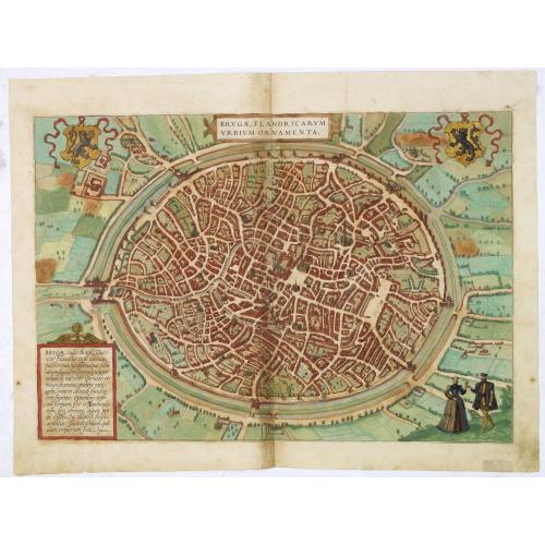 Old map image download for Brugae, Flandricarum Urbium Ornamenta. (Brugge)