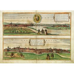 Dresden - Dresa Florentissimum Misniae Opp. Illust: Saxoniae Ducum Sedes [on sheet with] Leibzigk - Lipsia Litterarum Studiis et Mercatura Celebre Misniae Oppidum.