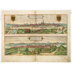 Vienna Austriae Metropolis, Urbs Toto Orbe Notissima Celebratissimaq, Unicum Hodie in Oriente contra Saevissimum Turcam Invictum Propugnacvium [in set with:] Buda, ...