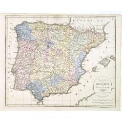Karta öfver Spanien och Portugal.