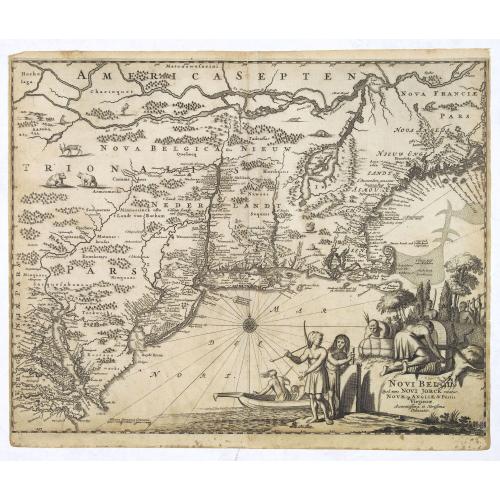 Old map image download for Novi Belgii, quod nunc Novi Jorck vocatur, Novaeque Anglia et partis Virginiae. . .