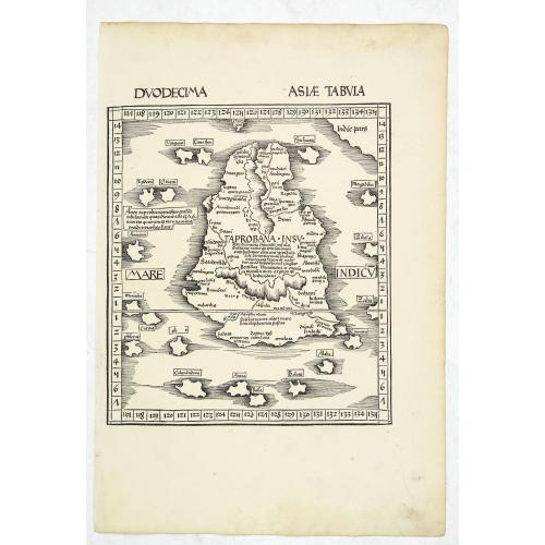 Old map image download for .Duodecima Asiae Tabula. (Taprobana - Sri Lanka)