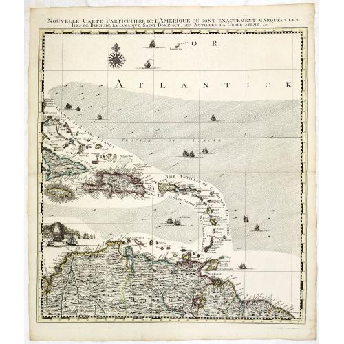 Old map image download for Nouvelle Carte Particuliere de l\'Amerique ou sont Exactement Marquees les Iles de Bermude, la Iamaique, Saint Domingue, les Antilles la Terre Ferme. . .
