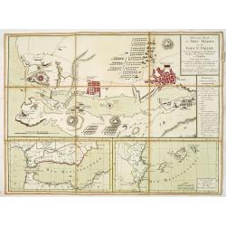 Nouveau Plan du port Mahon et du fort St Philipe Avec les Campements et les différentes Attaques des Troupes Françoises et Espagnoles. . .