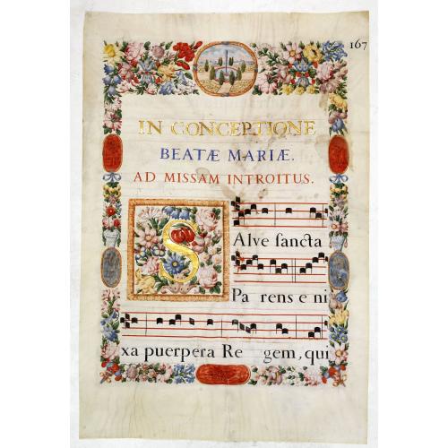 Old map image download for Leaf on vellum from an antiphonary.