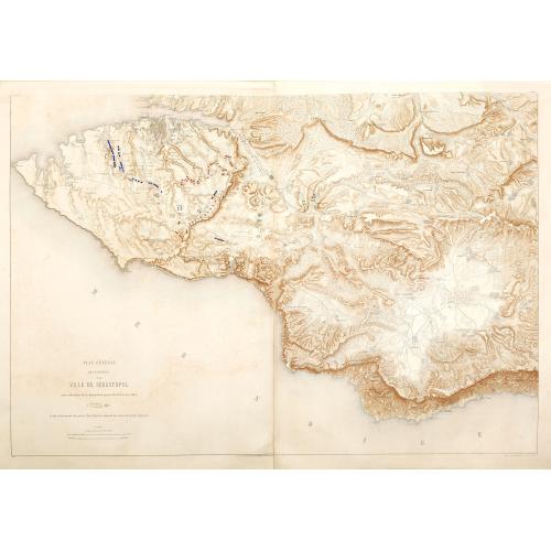 Old map image download for Plan général des environs de Sébastopol avec indication de la disposition générale de l'armée alliée au 24 octobre / 5 novembre 1854 et du mouvement du prince Gortchakow vers le mont Sapoune.
