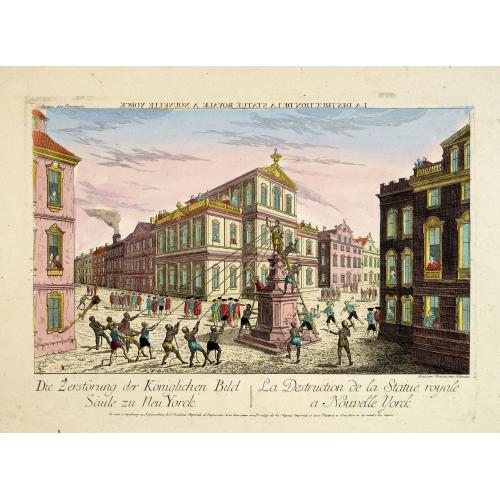 Old map image download for La destruction de la Statue royale a Nouvelle York.