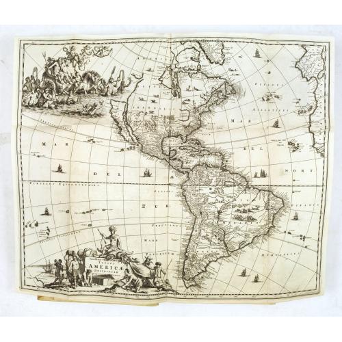 Rare, antique map of  De Nieuwe en Onbekende Weereld: of Beschryving van America en 't Zuid-Land.