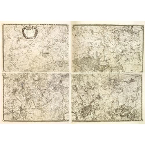Old map image download for The Environs of London Reduced from an Actual Survey in 16 Sheets, by the Late John Rocque, topographer to His Majesty with New Improvements to the Year 1763. . .