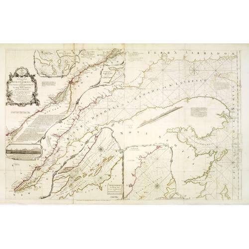 Old map image download for An exact chart of the River St. Laurence, from Fort Frontenac to the Island of Anticosti, shewing the soundings, rocks, shoals &c.