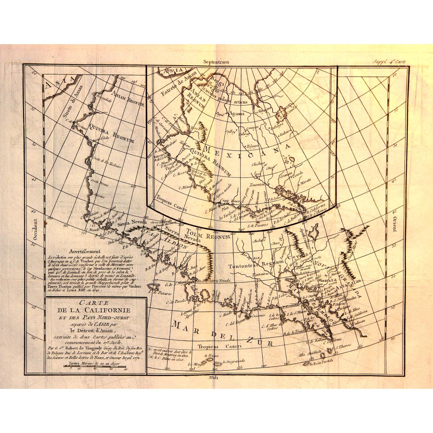 Carte de la Californie et des Pays Nord-Ouest..