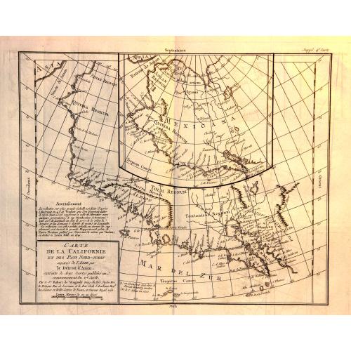 Old map image download for Carte de la Californie et des Pays Nord-Ouest..