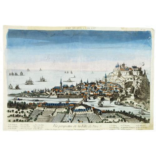 Old map image download for Vue Perspective de la Ville de Nice.