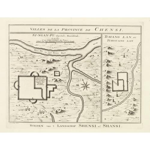 Old map image download for Villes de la Province de Chensi. Steden van't Landschap Shensi of Shansi.