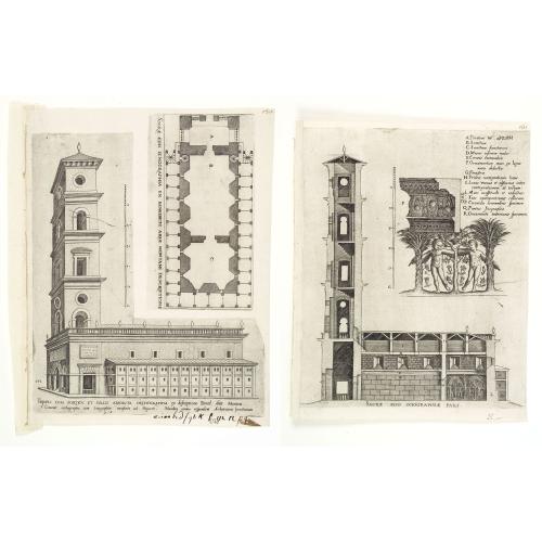 Old map image download for (2 prints) Sacrae aedis sciographiae pars. / Templi cum porticu et cellis absoluta orthographia ...