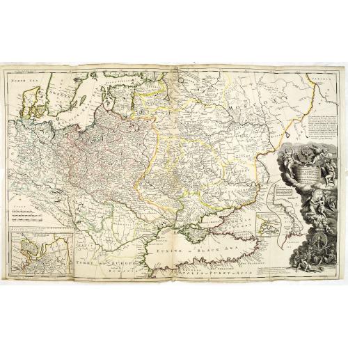 Old map image download for To His Most Serene and August Majesty Peter Alexovitz Absolute Lord of Russia &c. This map of Moscovy, Poland, Little Tartary, and ye Black Sea &c. is most Humbly Dedicated by H. Moll Geographer