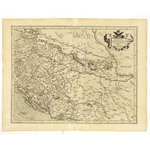 Old map image download for Sclavonia, Croatia, Bosnia cum Dalmatiae Parte.
