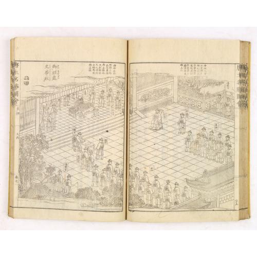 Rare, antique map of  Morokoshi Meisho Zue [Illustrated Description of Famous Sites of China].