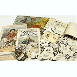 An interesting lot of World War I propaganda including some cartoons with map topics.