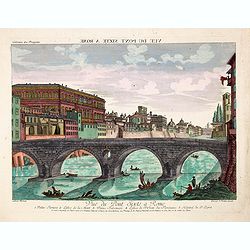 Vue du Pont Sixte a Rome. 1. Palais Farnese, 2. Eglise de la Mort, 3. Palais Falconieri, 4. Eglise St. Jean des Florentins, 5. Hopital du St. Esprit.