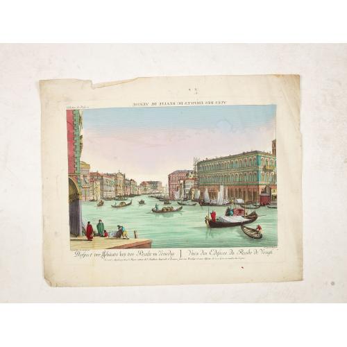 Old map image download for Prospect der Gebäude beij der Realte in Venedig. - Vuës des Edifices du Realte de Venisi. (Buildings near Rialto Bridge in Venice)