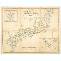 Karte vom japanischen Reiche, nach Originalkarten und astronomischen Beobachtungen der Japaner,die Inseln Kiusiu, Sikok und Nippon. / Philipp Franz von Siebold.