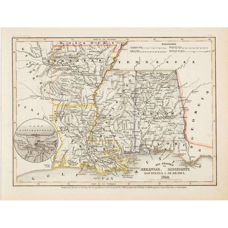 Die staaten von Arkansas, Mississippi, Louisiana & Alabama 1850