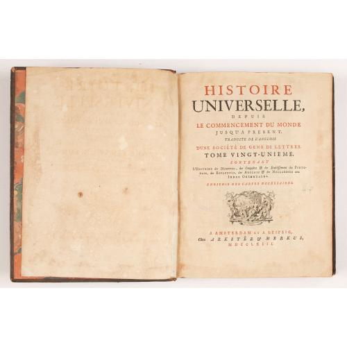 Old map image download for Histoire universelle depuis le commmencement du monde jusqu'a present. Tome Vingt-unieme. Portugais, Espagnols, Hollanois etc