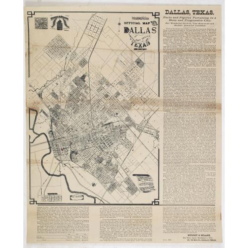 Old map image download for Murphy Bolanz. Official Map of the City of Dallas and East Dallas, Texas, 1887.