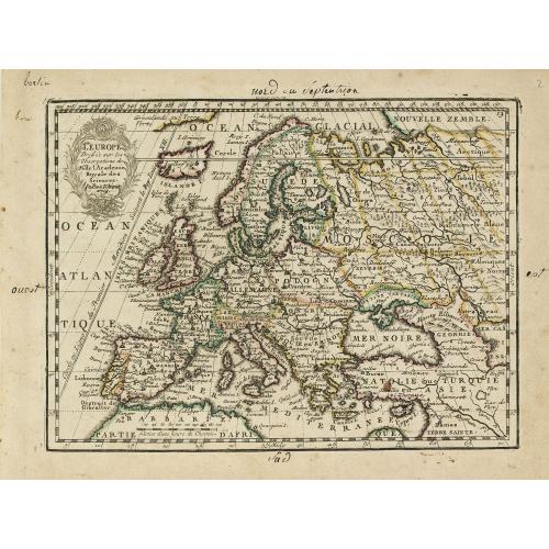 Old map image download for L' Europe Dressée sur les Observations de Mrs. de l' Academie Royale des Sciences..