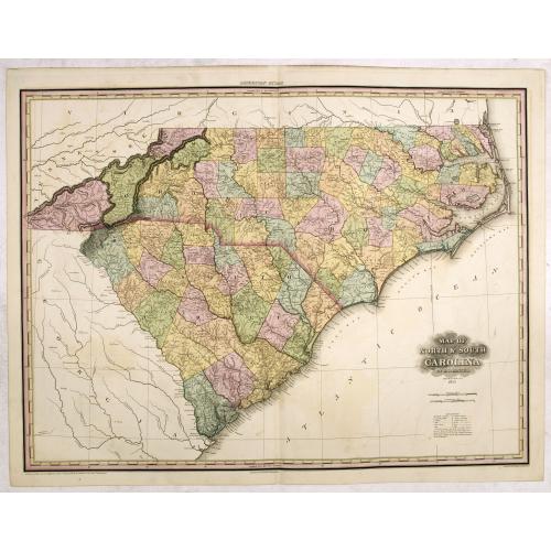 Old map image download for Map of North & South Carolina by H.S. Tanner. Improved to 1825.