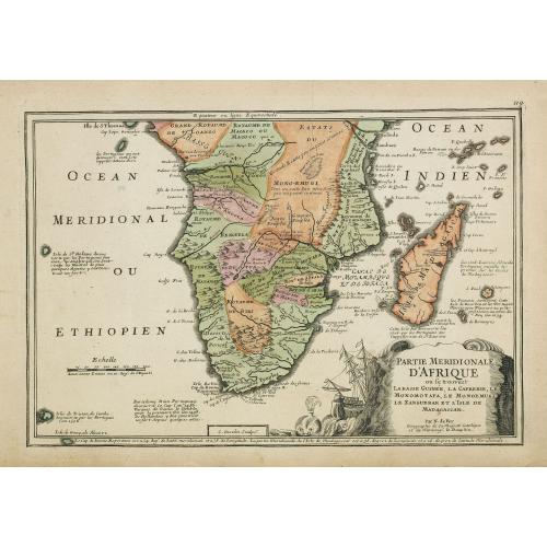 Old map image download for Partie méridionale d'Afrique où se trouvent la Basse Guinée, la Cafrerie, le Monomotapa, le Monoemugi, le Zanguebar et l'isle de Madagascar