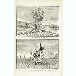 Puzza ou la Cybele des Chinois - Puzza sous une forme parallèle à Isis assise sur la fleur de lotus, du livre illustré Cérémonies et coutumes religieuses