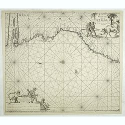 Pas caert van de Custen van Angola Van Rio de Zaire tot C. Negro. alles op zyn ware coers verheyt geleyt.