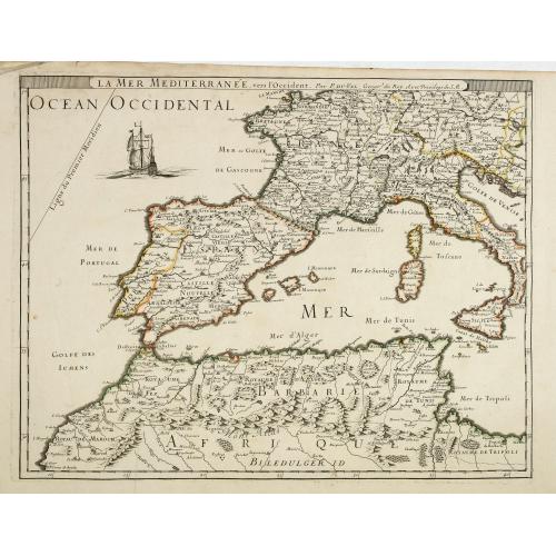 Old map image download for La mer mediterrannée, vers l'Occident. . .
