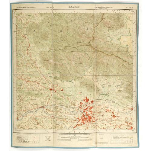 Old map image download for Coimbatore & Malabar districts. MADRAS NO 58 B-9