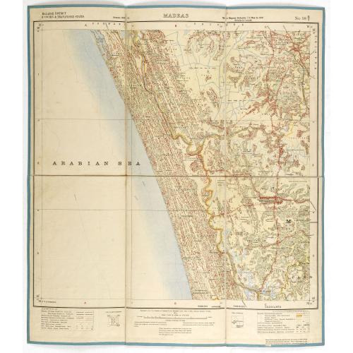 Old map image download for Malabar district & Cochin & Travancore States. MADRAS NO 58 B-3