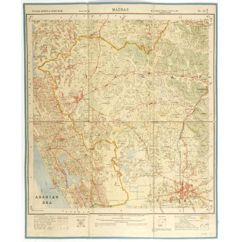 Old map image download for Malabar district & Cochin State. MADRAS NO 58 B-2