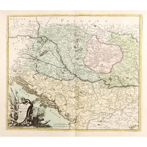 Old map image download for Le Royaume de Hongrie la Transilvanie L'Esclavonie la Croatie et la Bosnie.