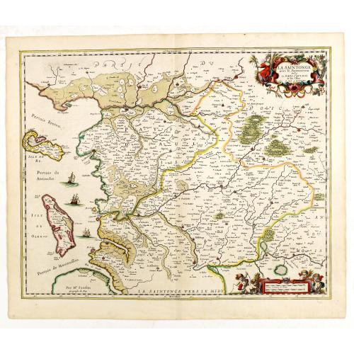 Old map image download for La Saintonge vers le Septentrion avec le pays d'Aulnis et les iles de Ré et d'Olérons.