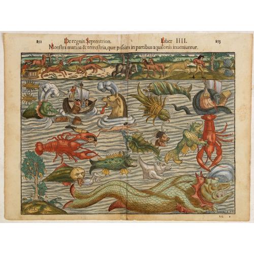 [Sea monsters] De regnis Septentrion. Monstra marina & terrestria. . .