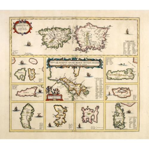 Old map image download for Insularum Sardiniae et Corsicae Antiqua descriptio/ Insular Aliquot Aegaei Maris Antiqua descrip.