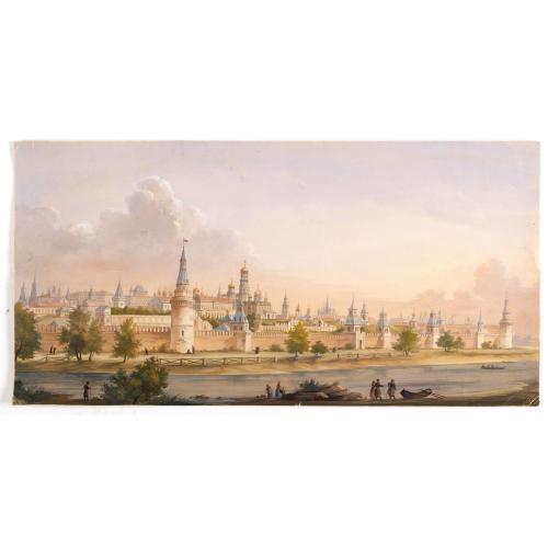 Old map image download for (View of the Moscow Kremlin, seen from the Moskva River in the south).