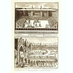 Jugement de l'Inquisition dans la grande Place de Madrid. / Procession de L'Inquisition a GOA.