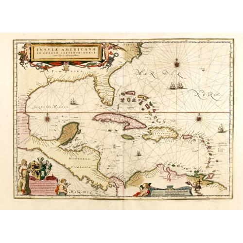 Old map image download for Insulae Americanae in Oceanus Septentrionali cum Terris..