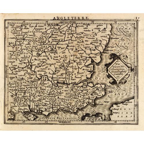 Old map image download for Warwicum Northampton, Huntingdon Cantabr etc.