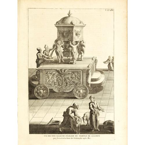 Old map image download for Un des dix bassins d'Airain du temps de Salomon qui servaient à laver les victimes, les vases.