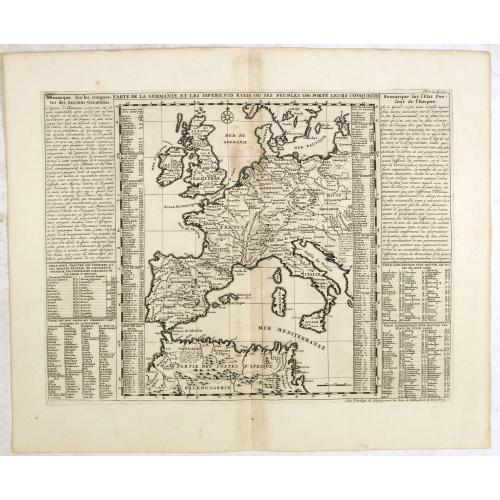 Old map image download for Carte de la Germanie et les différents états où ses peuples ont porté leurs conquètes.