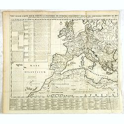 Nouvelle carte pour servir a l'Histoire de l'Empire d'Occident depuis les premiers Empereurs Romains jusques apres les successeurs de l'Empereur Theodose avec des tables et des remarques trés instructives.
